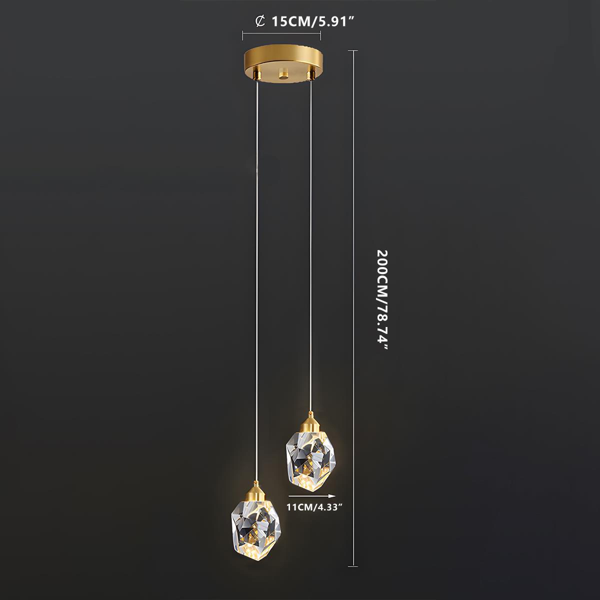 Pendant Light Brass Crystal 5W Adjustable 78 in Gold Living Room Dining Area Ceiling Lamp | Thomler