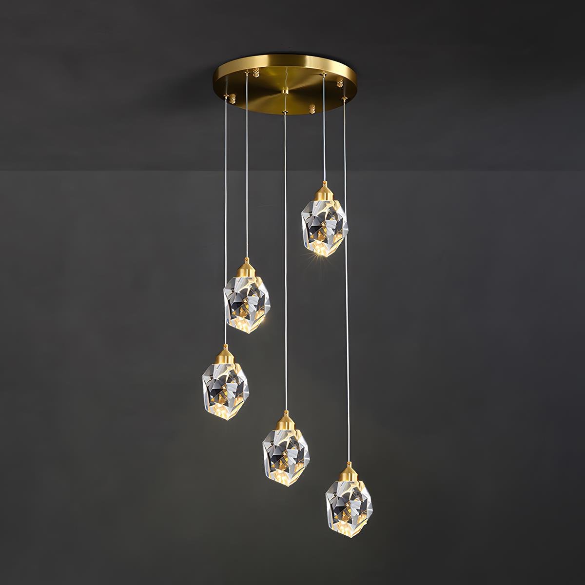 Pendant Light Brass Crystal 5W Adjustable 78 in Gold Living Room Dining Area Ceiling Lamp | Thomler