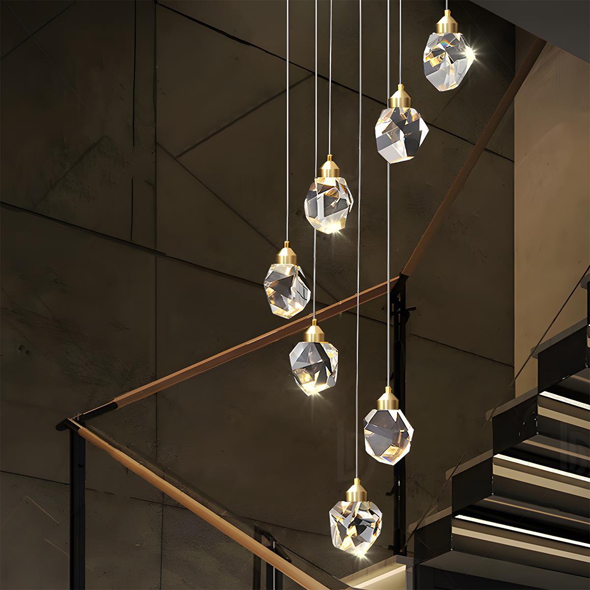 Pendant Light Brass Crystal 5W Adjustable 78 in Gold Living Room Dining Area Ceiling Lamp | Thomler