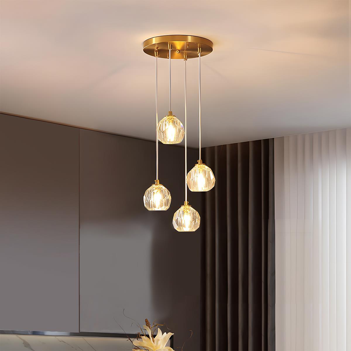 Pendant Light Brass Crystal 5W Adjustable 78 in Gold Living Room Dining Area Ceiling Lamp | Thomler