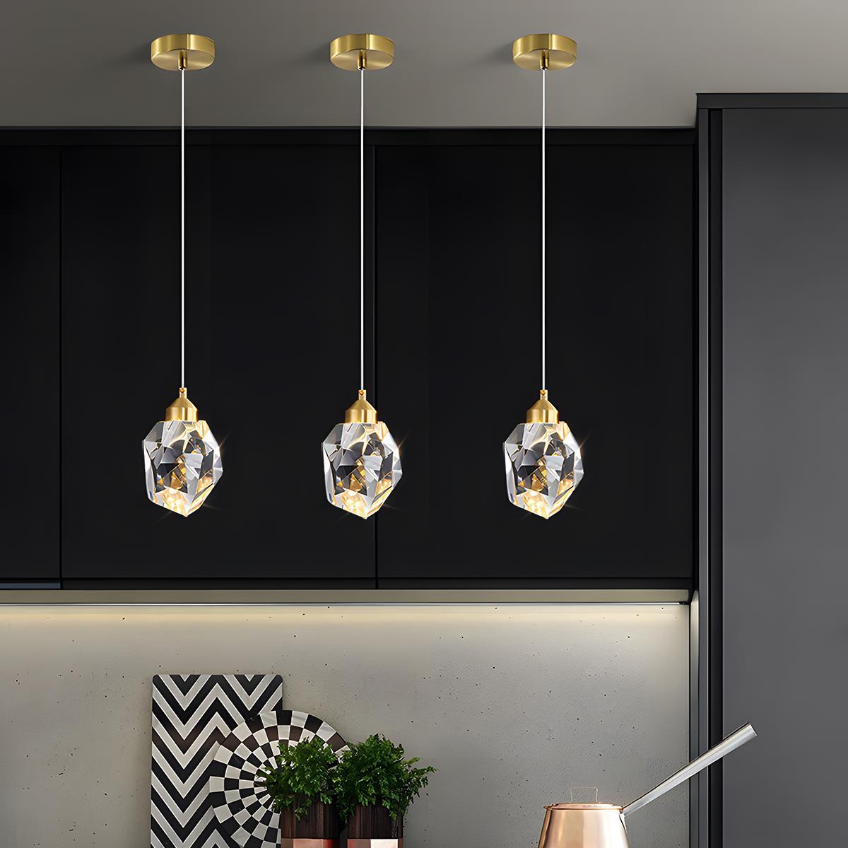 Pendant Light Brass Crystal 5W Adjustable 78 in Gold Living Room Dining Area Ceiling Lamp | Thomler