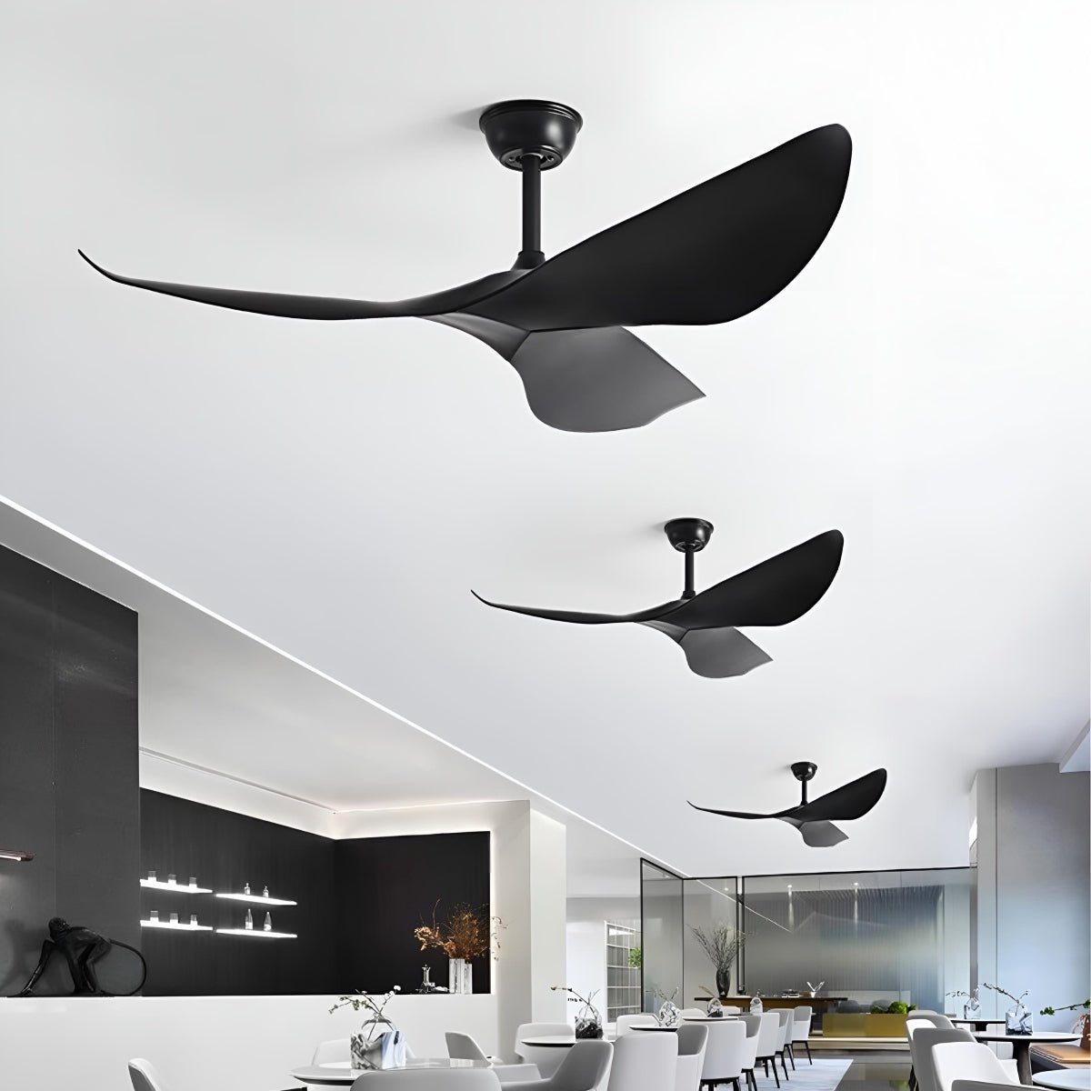 Ceiling Fan ABS 132.0 cm Black Quiet Bedroom Living Room Remote Control Modern Reversible DC Motor | Thomler