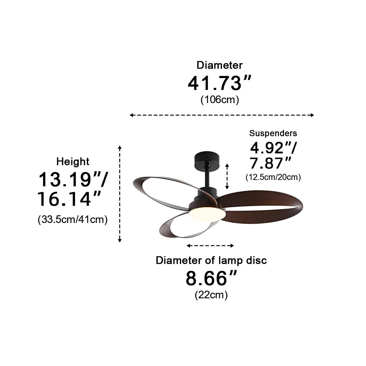 Ceiling Fan Light Copper ABS Blades 42 in White Modern Living Room Dining Bedroom Minimalist Reversible LED Remote Control | Thomler