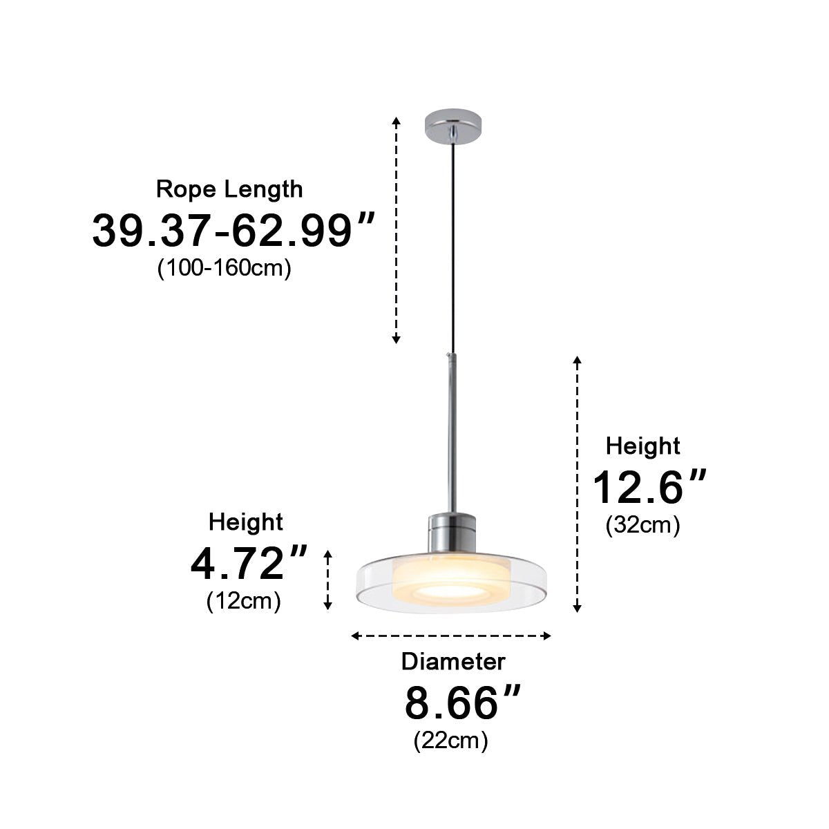 Pendant Light Glass 80.0 cm Black Kitchen Island Dimmable Dining Room Hanging Ceiling Lamp | Thomler