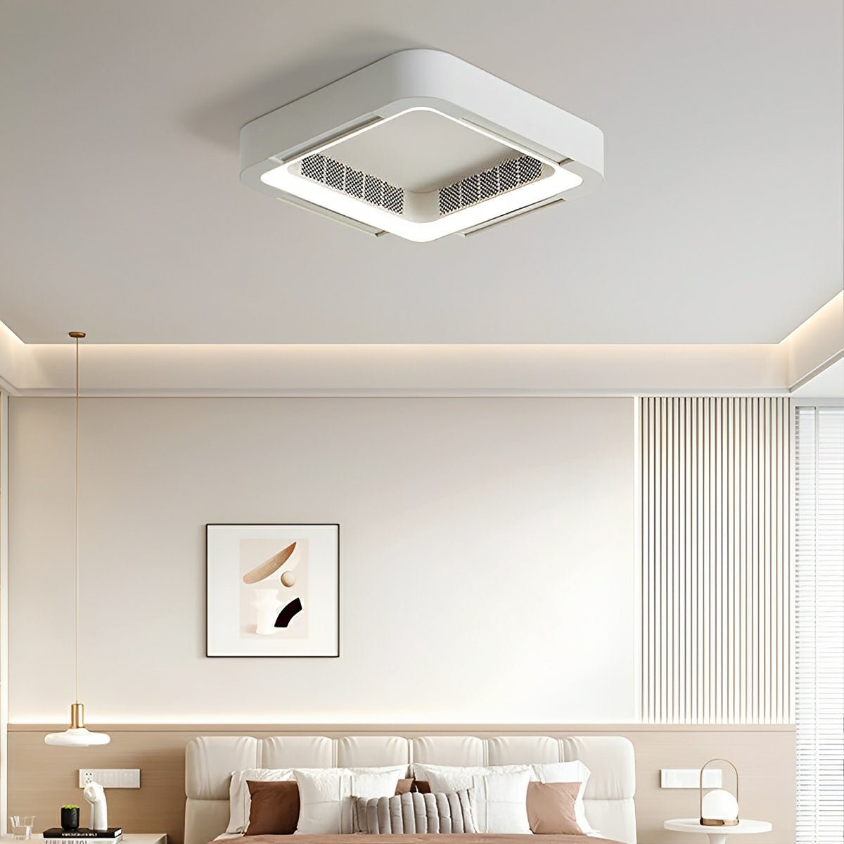 Bladeless LED Ceiling Fan with Light – Remote Control Dimmable Fixture for Bedroom Living Room | Thomler