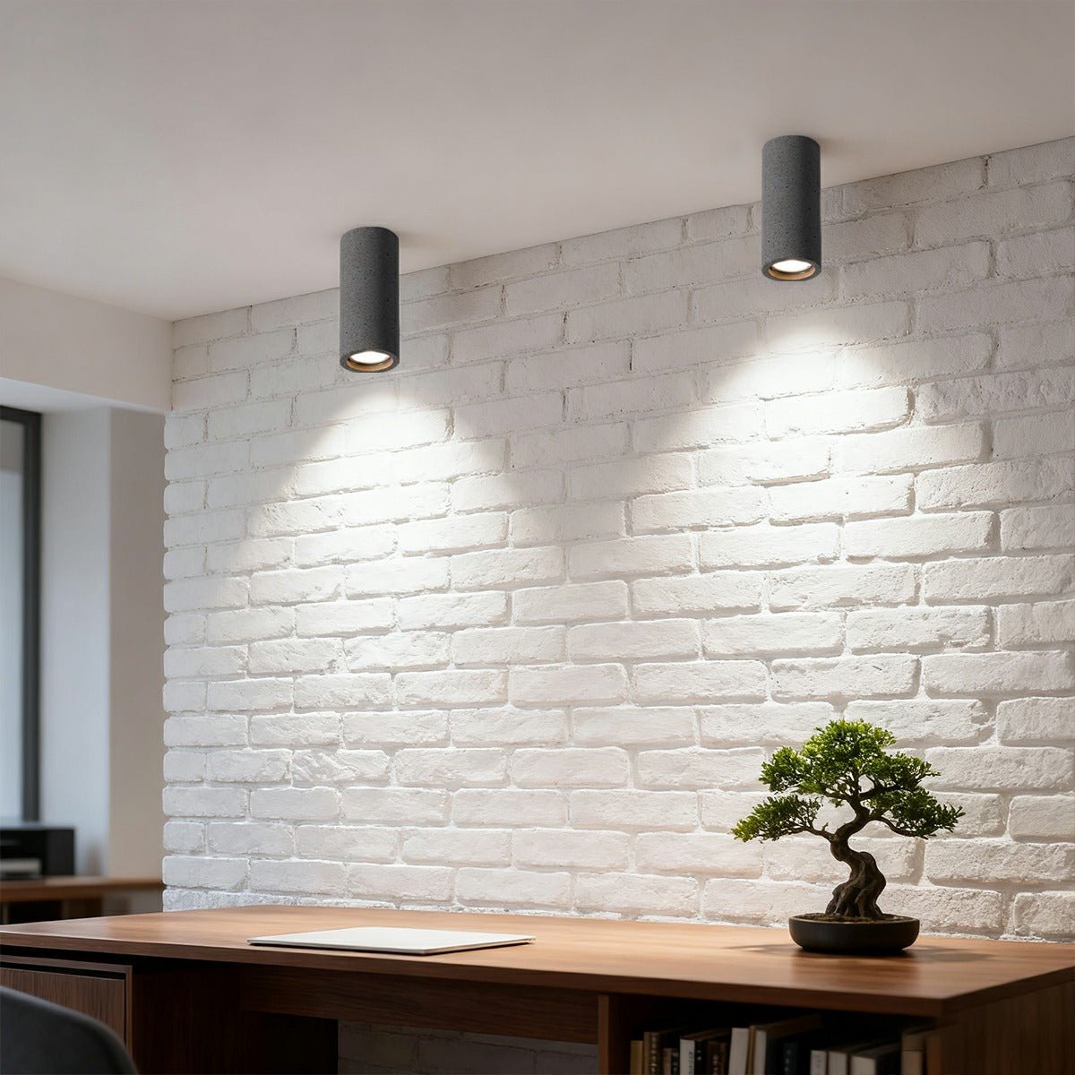 Surface Spotlight Aluminium Concrete Look 7W Grey Ceiling Kitchen Bedroom GU10 Industrial Minimalist Lighting | Thomler
