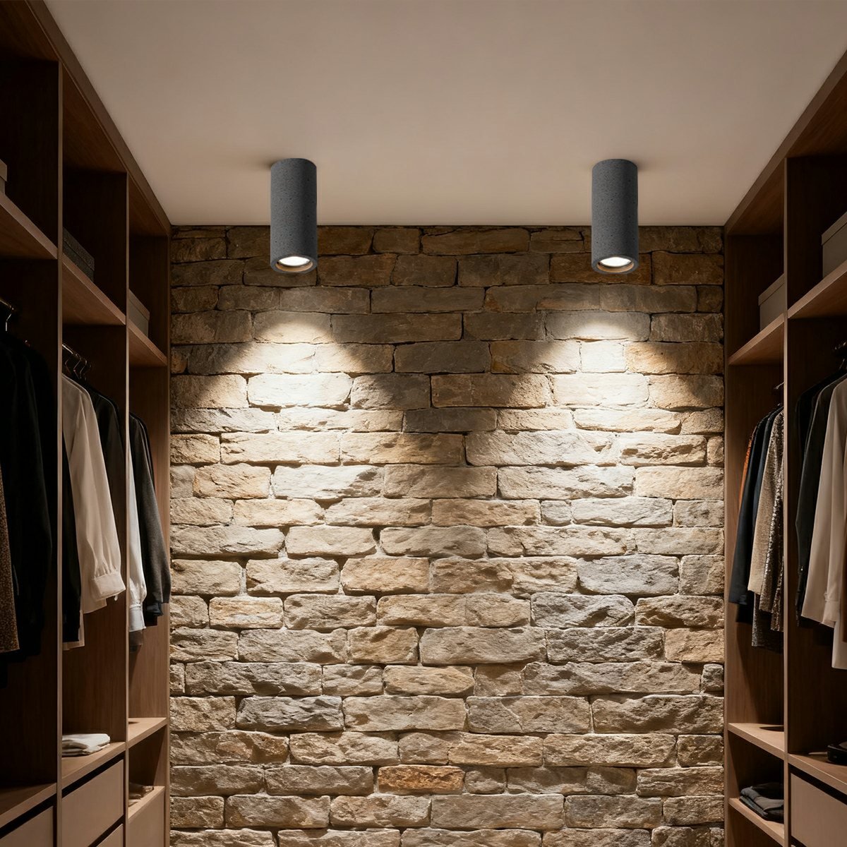 Surface Spotlight Aluminium Concrete Look 7W Grey Ceiling Kitchen Bedroom GU10 Industrial Minimalist Lighting | Thomler