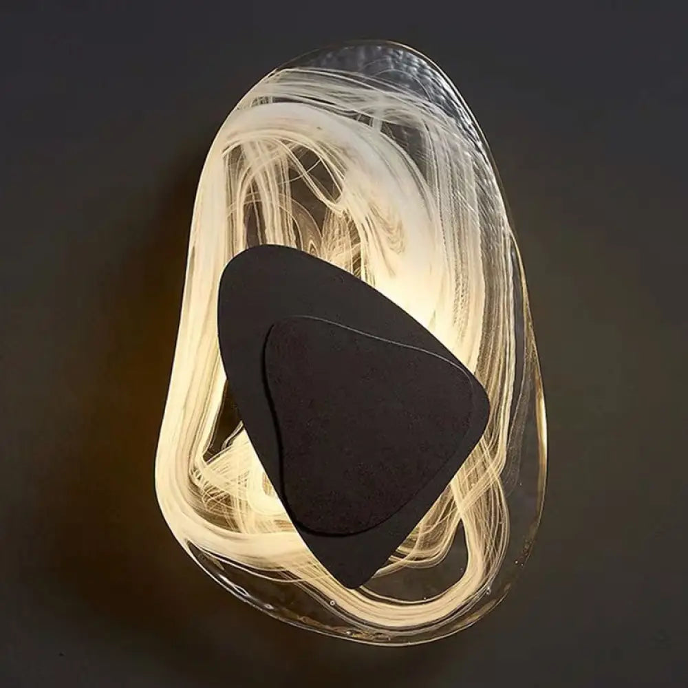 Glass Wall Sconce Light Fixture Black Metal Hardwired LED Bulb Included 8x11.5 Inch Contemporary Nordic Design for Bedroom Living Room | Thomler