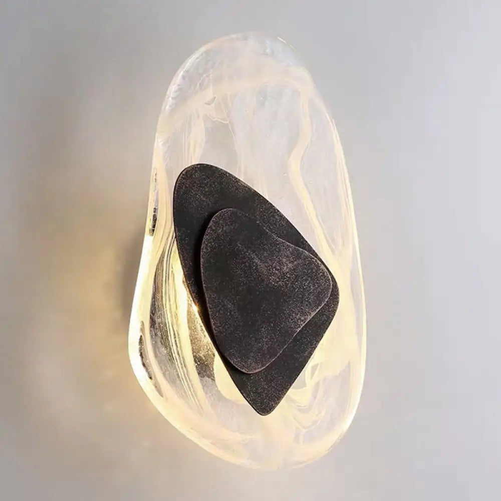 Glass Wall Sconce Light Fixture Black Metal Hardwired LED Bulb Included 8x11.5 Inch Contemporary Nordic Design for Bedroom Living Room | Thomler