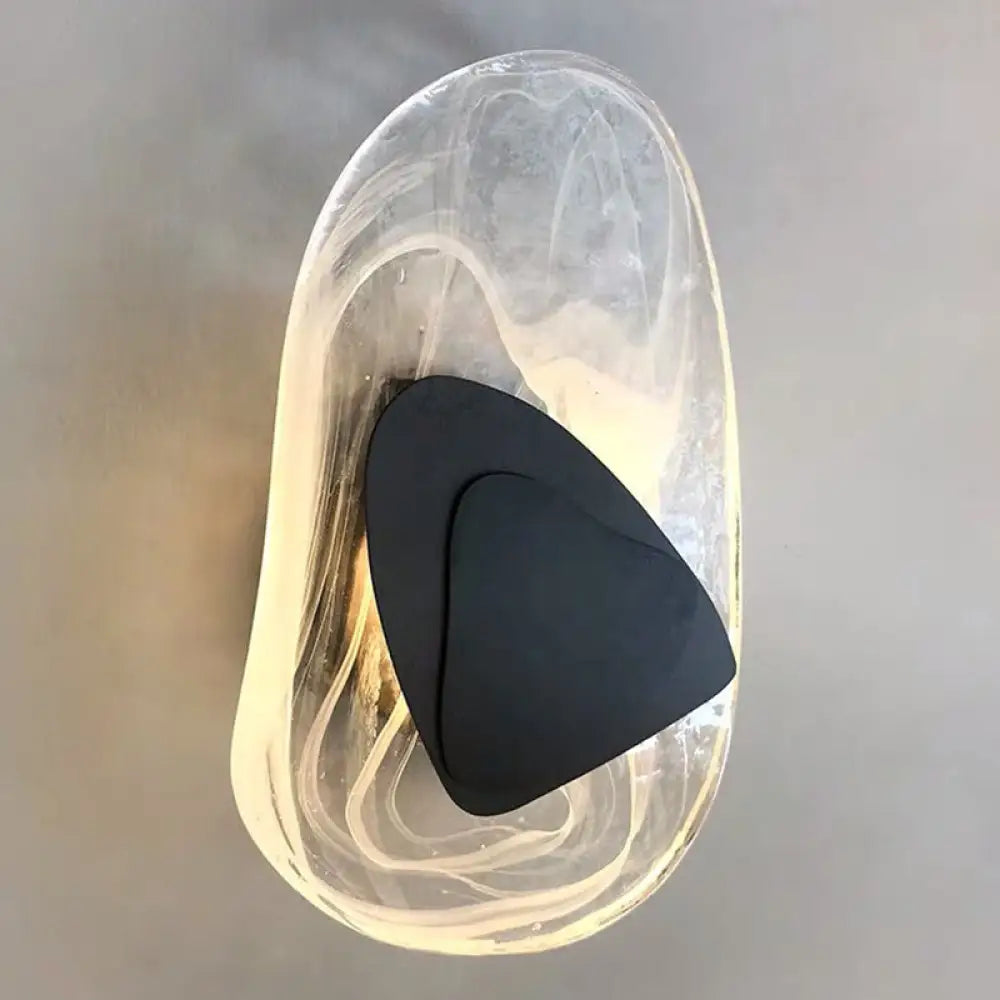 Glass Wall Sconce Light Fixture Black Metal Hardwired LED Bulb Included 8x11.5 Inch Contemporary Nordic Design for Bedroom Living Room | Thomler