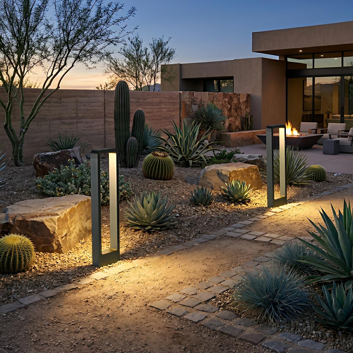 Slim Vertical Pathway Post Lamp with Glass Panels for Lawns & Driveways – Weatherproof LED Stake Fixture | Thomler