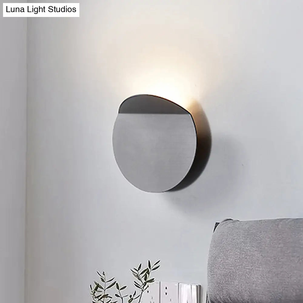 LED Wall Sconce Indoor Hallway Light Round Metal Fixture Black White Gray Gold Bronze Adjustable Brightness Corridor Entryway Hardwired | Thomler