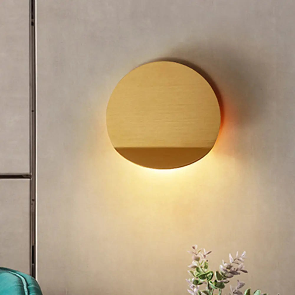 LED Wall Sconce Indoor Hallway Light Round Metal Fixture Black White Gray Gold Bronze Adjustable Brightness Corridor Entryway Hardwired | Thomler
