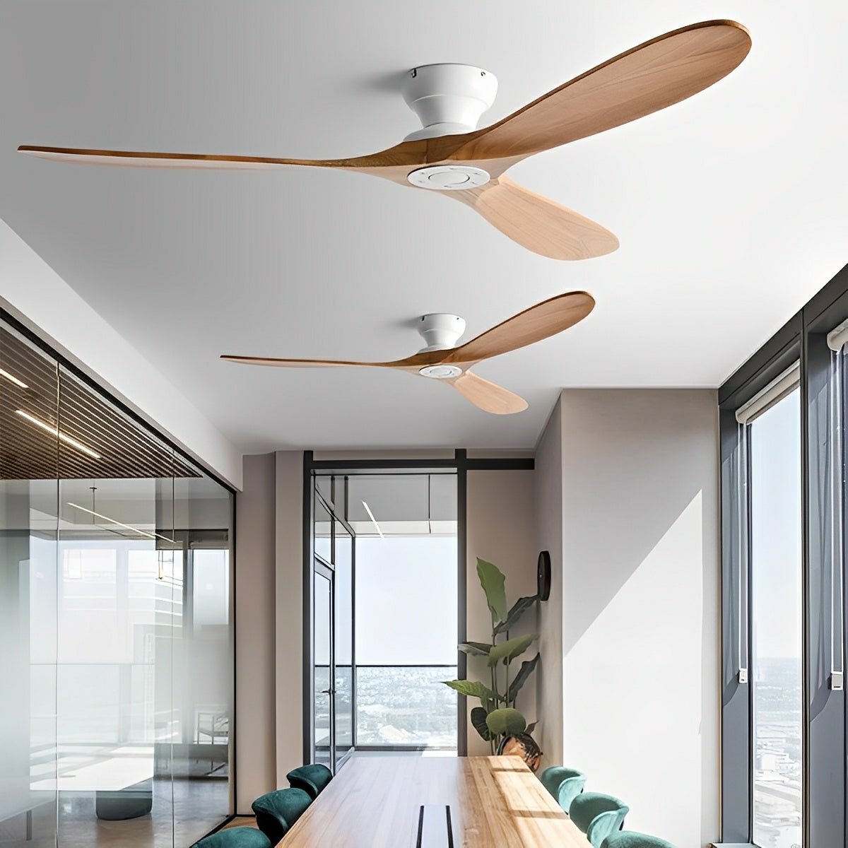 Energy-Efficient Reversible DC Ceiling Fan with Natural Wood Blades & Dual Controls | Thomler