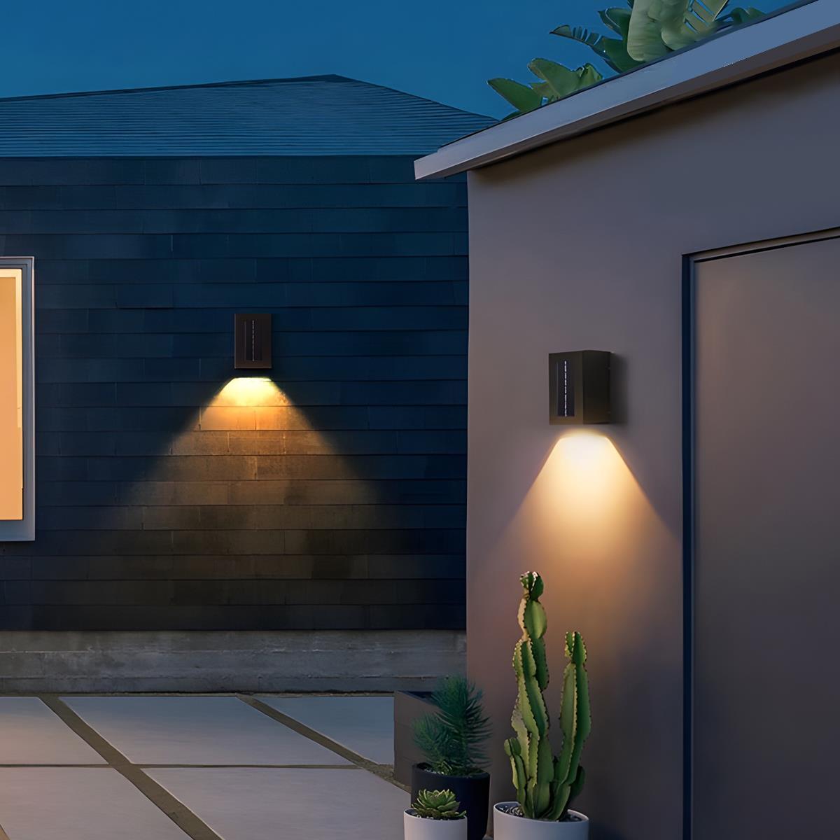 Wall Light Aluminium 6W Black Outdoor Garden Up Down Solar LED Waterproof Facade Lamp | Thomler
