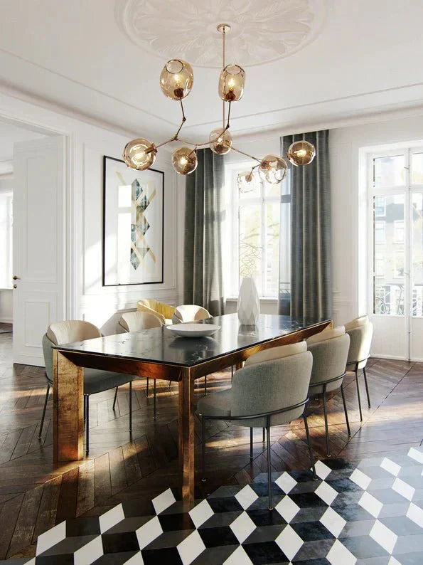 Branching Globe Chandelier with Smoky Glass Shades – Multi-Arm Statement Fixture for Dining Room & Kitchen Island Lighting | Thomler