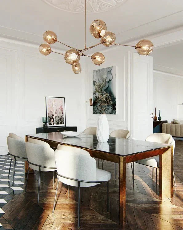 Branching Globe Chandelier with Smoky Glass Shades – Multi-Arm Statement Fixture for Dining Room & Kitchen Island Lighting | Thomler