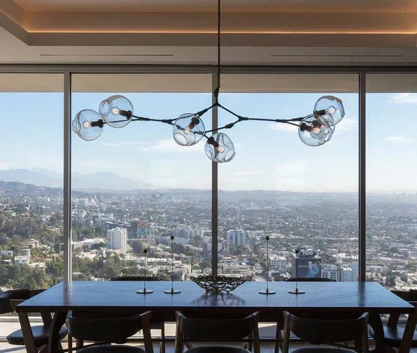 Branching Globe Chandelier with Smoky Glass Shades – Multi-Arm Statement Fixture for Dining Room & Kitchen Island Lighting | Thomler