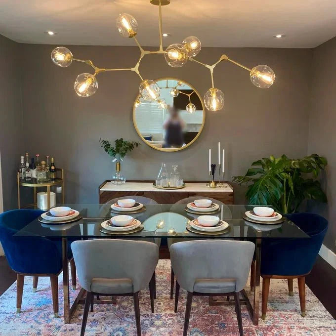 Branching Globe Chandelier with Smoky Glass Shades – Multi-Arm Statement Fixture for Dining Room & Kitchen Island Lighting | Thomler