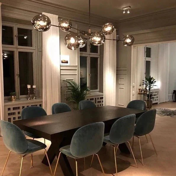 Branching Globe Chandelier with Smoky Glass Shades – Multi-Arm Statement Fixture for Dining Room & Kitchen Island Lighting | Thomler