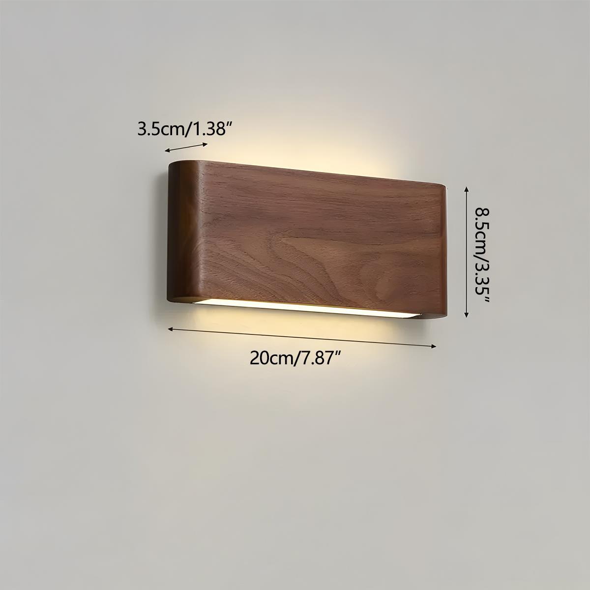 Wall Lamp Solid Walnut Wood 20.0 cm LED Bedroom Hallway Japandi Scandinavian Indoor Lighting Fixture | Thomler