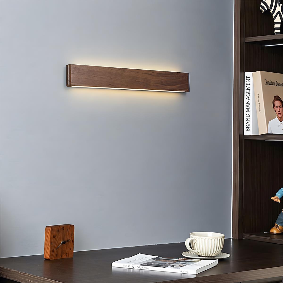 Wall Lamp Solid Walnut Wood 20.0 cm LED Bedroom Hallway Japandi Scandinavian Indoor Lighting Fixture | Thomler