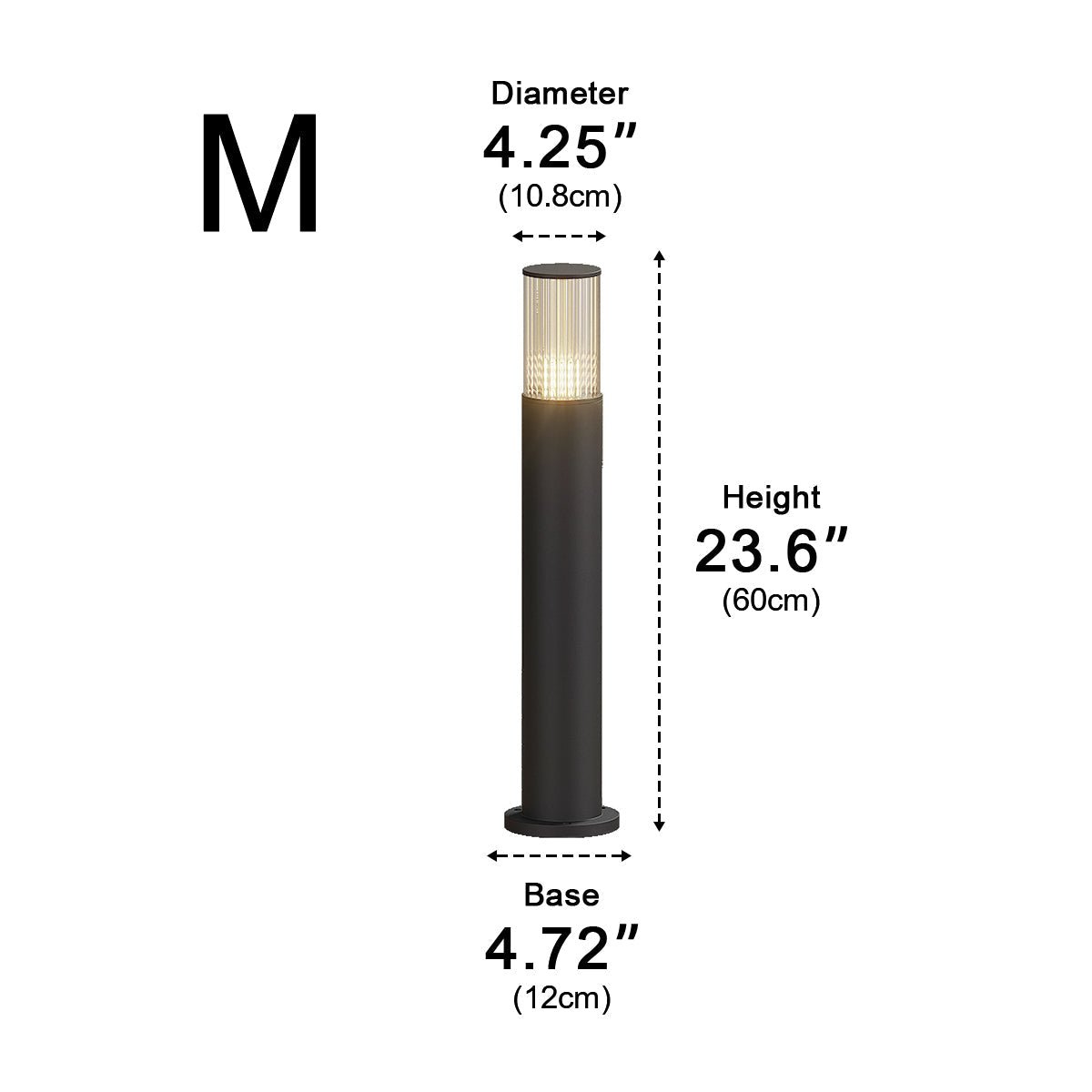 Black Aluminum LED Column Bollard for Pathway & Driveway Lighting – IP65 Weather Resistant, 3000K Glow, 7W Hardwired, for Garden Yard Villa | Thomler