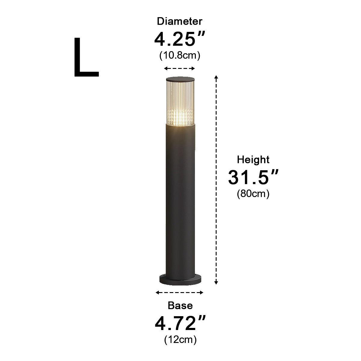 Black Aluminum LED Column Bollard for Pathway & Driveway Lighting – IP65 Weather Resistant, 3000K Glow, 7W Hardwired, for Garden Yard Villa | Thomler