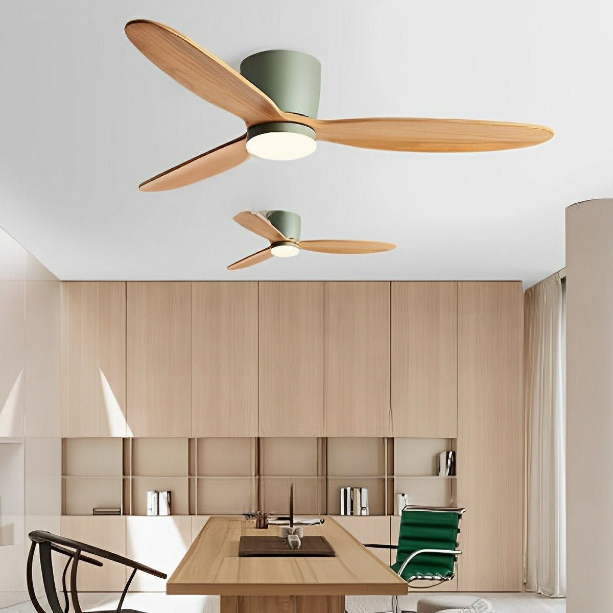 Ceiling Fan Wood Effect 142.0 cm White LED Living Room Quiet DC Motor Remote Control Scandinavian Ceiling Light | Thomler