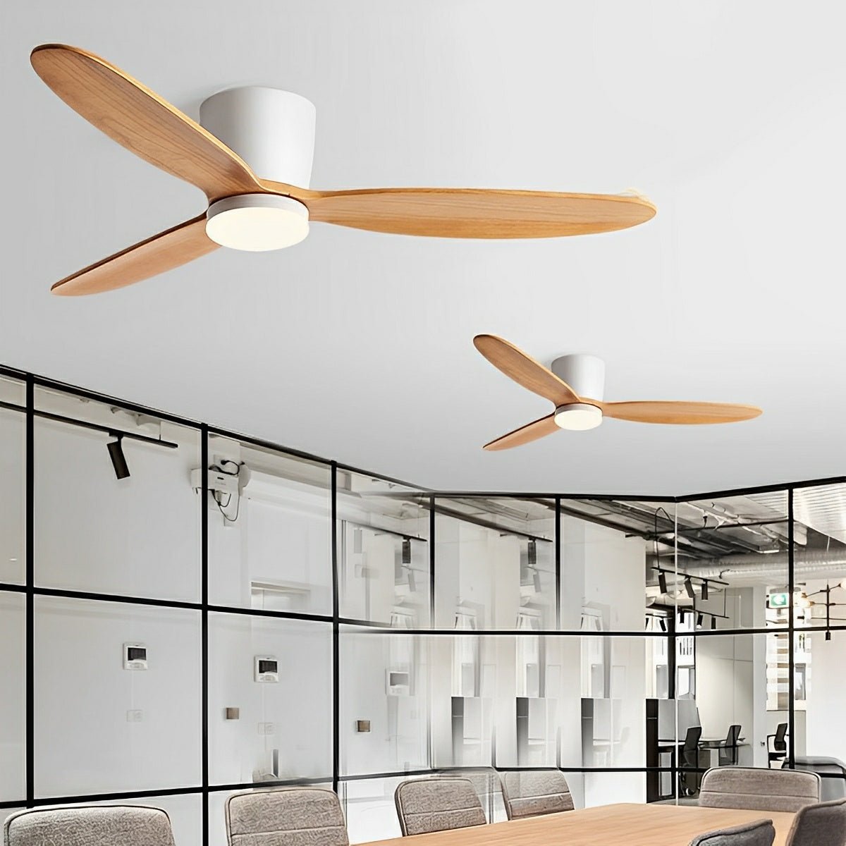 Ceiling Fan Wood Effect 142.0 cm White LED Living Room Quiet DC Motor Remote Control Scandinavian Ceiling Light | Thomler