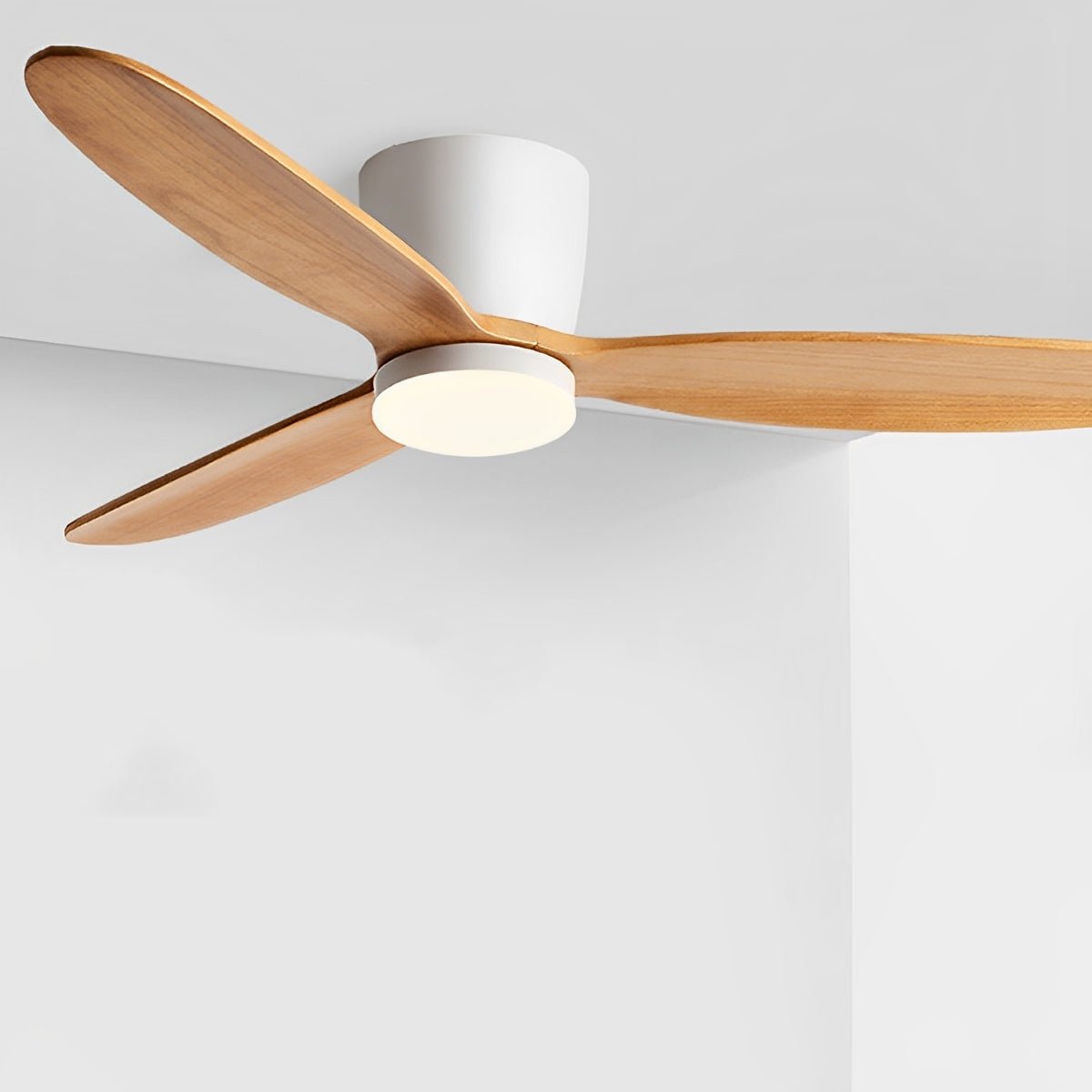 Ceiling Fan Wood Effect 142.0 cm White LED Living Room Quiet DC Motor Remote Control Scandinavian Ceiling Light | Thomler