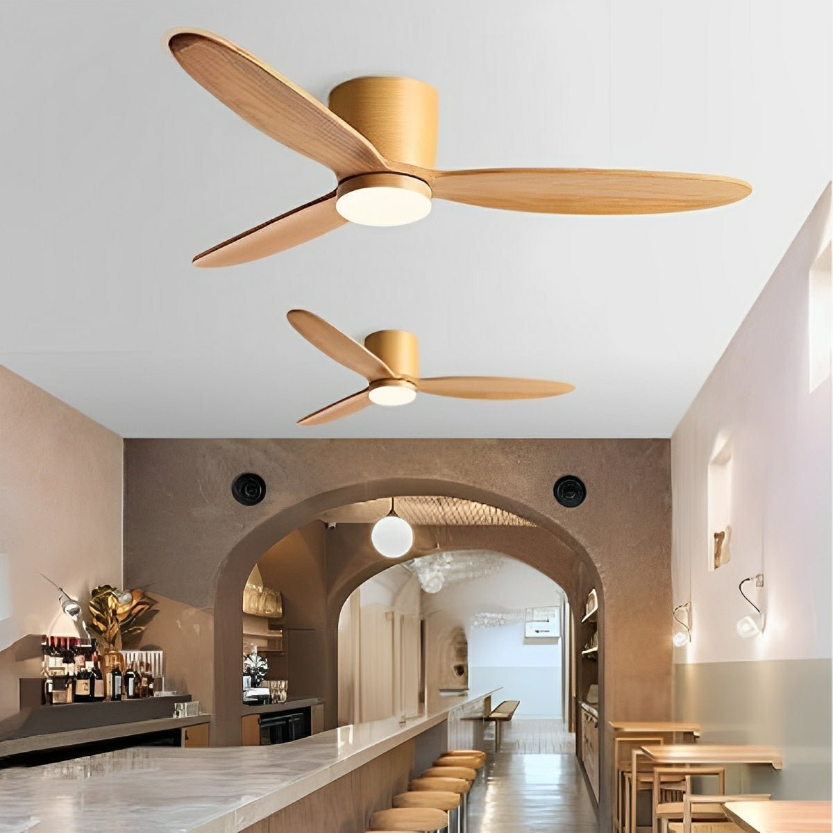 Ceiling Fan Wood Effect 142.0 cm White LED Living Room Quiet DC Motor Remote Control Scandinavian Ceiling Light | Thomler