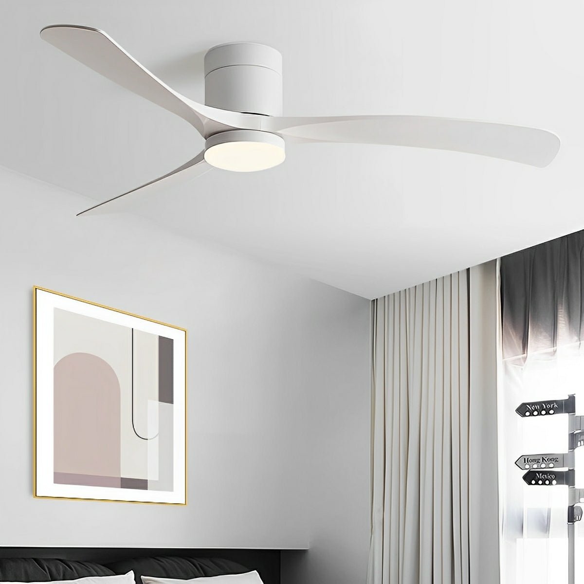 Ceiling Fan Light Copper ABS 37.8 in LED Remote Bedroom Dining Room Modern Quiet Flush Mount | Thomler