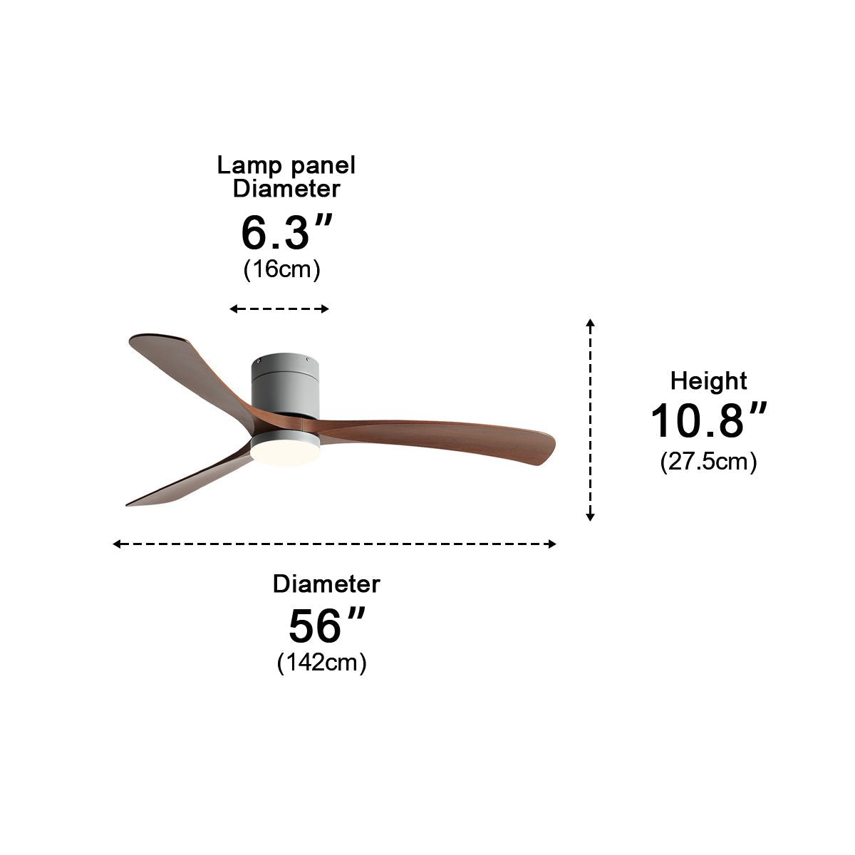 Ceiling Fan Light Copper ABS 37.8 in LED Remote Bedroom Dining Room Modern Quiet Flush Mount | Thomler