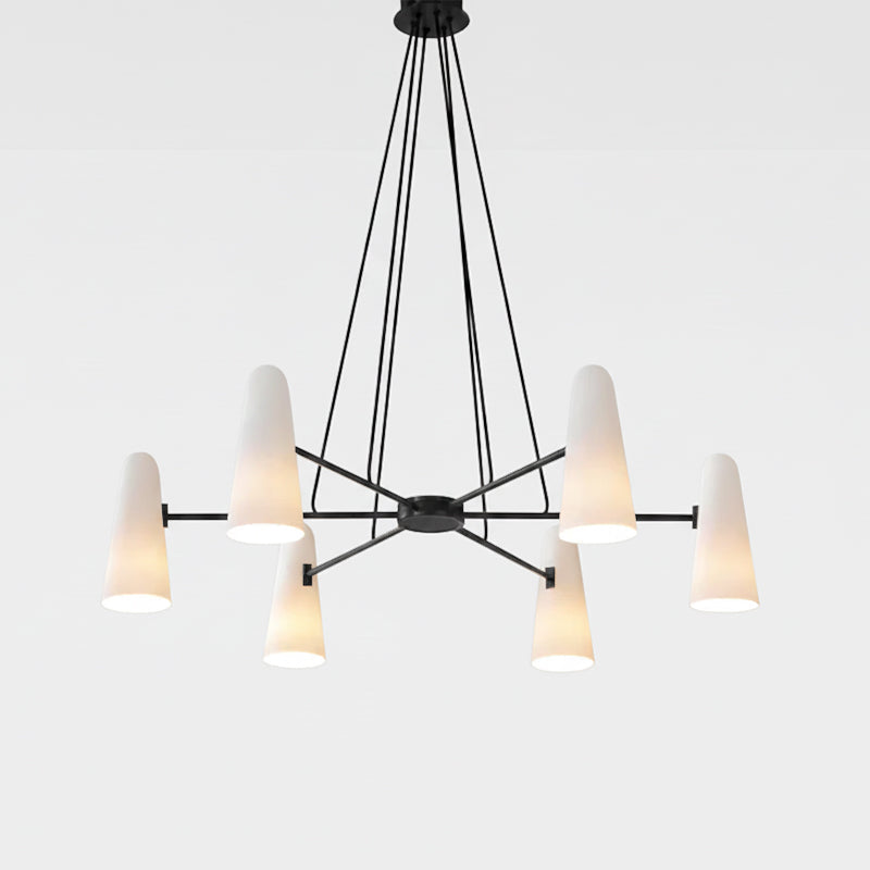 Chandelier Brass 31.5 in Ceiling Light White Glass Dining Room Living Room Fixture 6-8 Heads Adjustable Length | Thomler