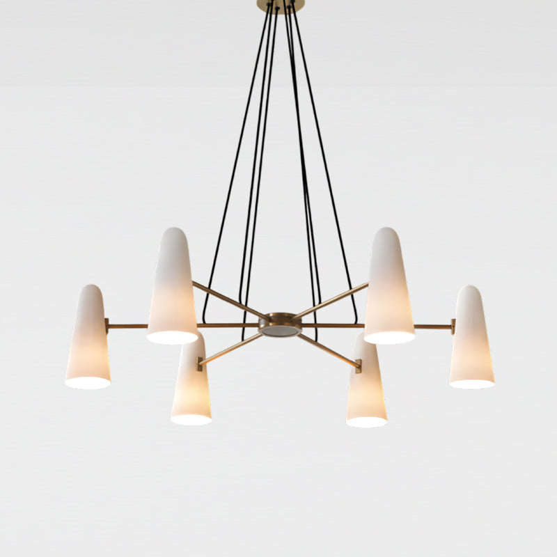 Chandelier Brass 31.5 in Ceiling Light White Glass Dining Room Living Room Fixture 6-8 Heads Adjustable Length | Thomler