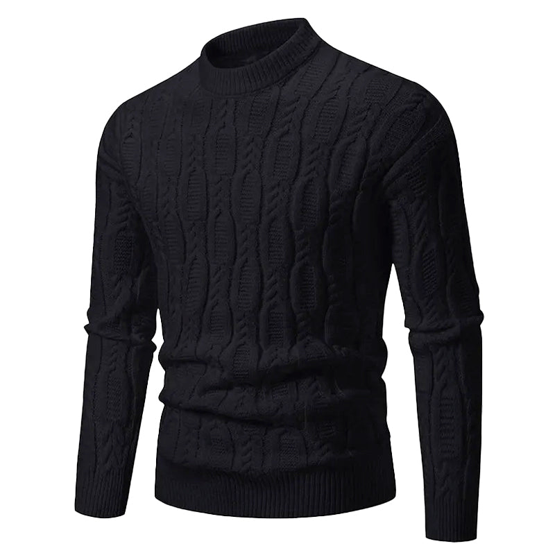 Cable Knit Crewneck Pullover Sweater for Men – Textured Ribbed Design, Layering Essential for Fall & Winter | Thomler