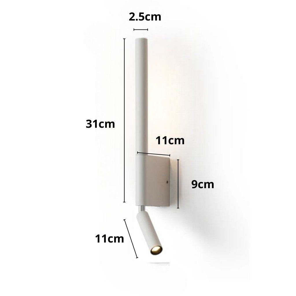 Dual-Function Wall Sconce with Swivel Reading Light for Bedroom & Nightstand | Modern LED Task Lamp | 12W Aluminum Fixture | Thomler