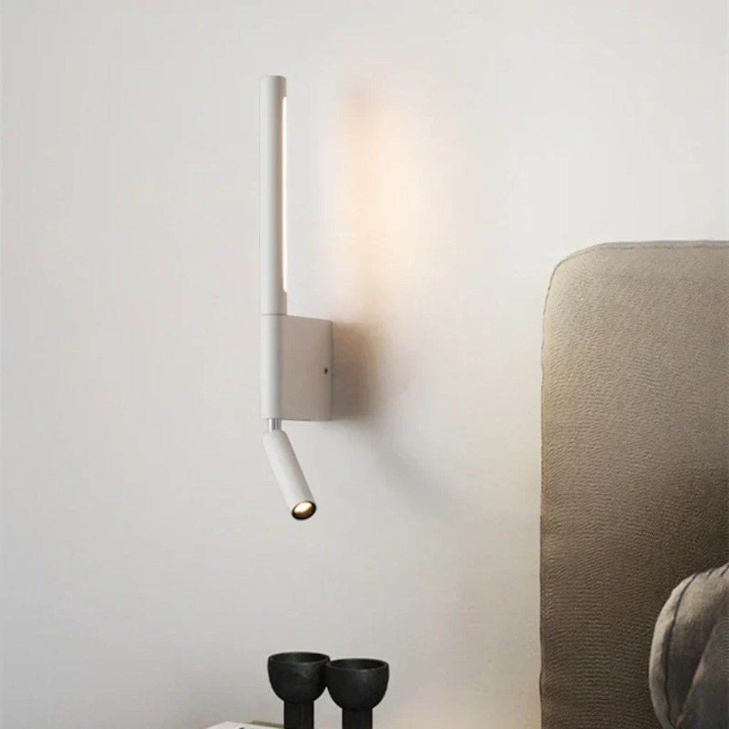 Dual-Function Wall Sconce with Swivel Reading Light for Bedroom & Nightstand | Modern LED Task Lamp | 12W Aluminum Fixture | Thomler
