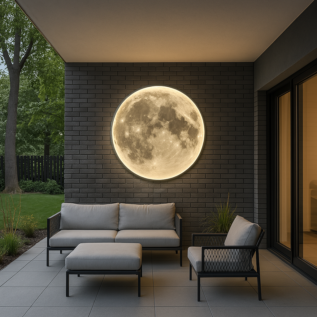 LED Moon Wall Light Fixture – Realistic Lunar Surface Glow – Diameter 16-31 in – Indoor Outdoor Celestial Accent for Living Room Bedroom | Thomler