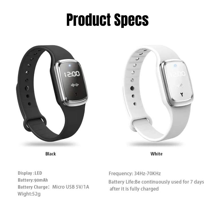 Ultrasonic Mosquito Repellent Wristband with LED Display for Outdoor Activities and Travel | Thomler