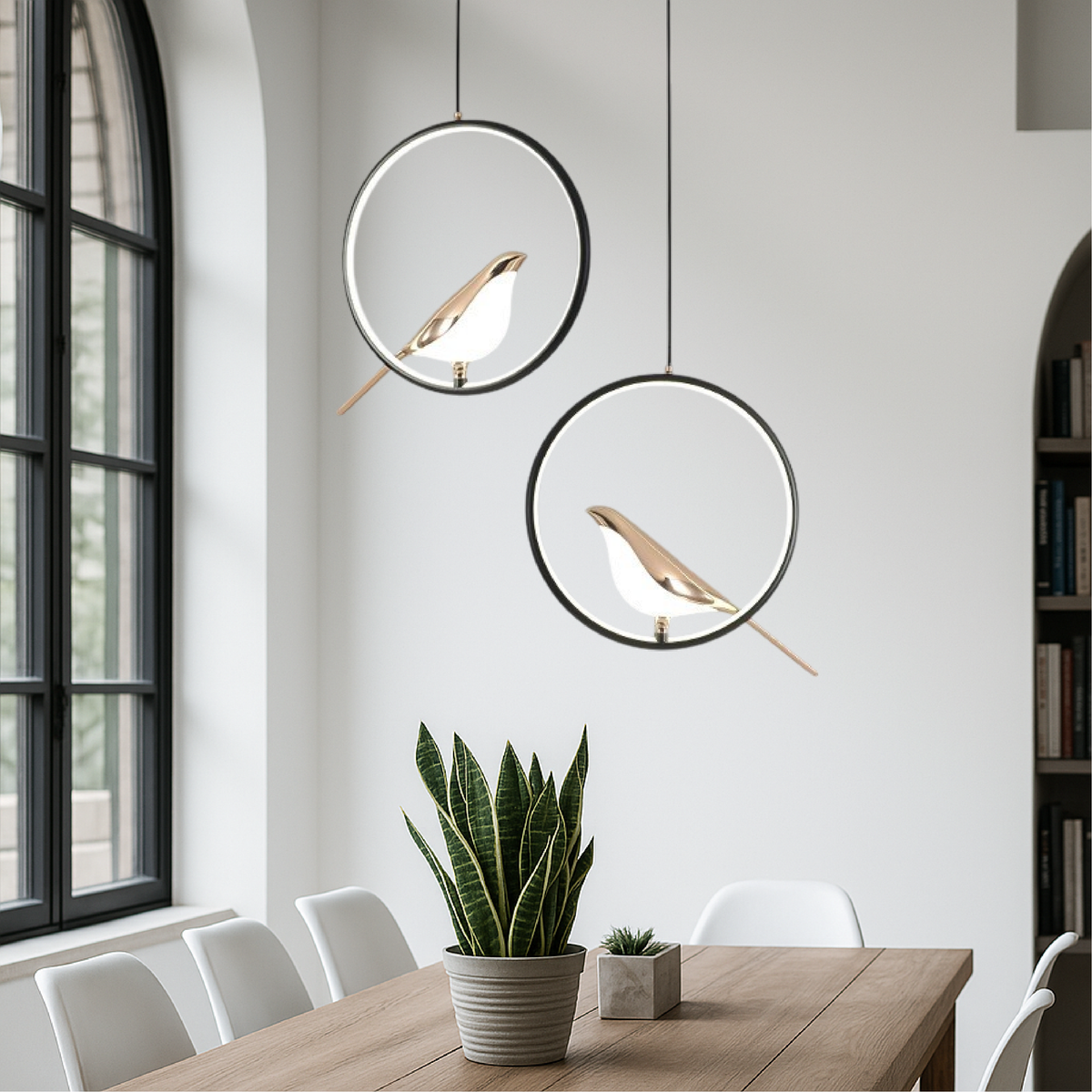 Bird Branch Pendant Light with Warm LED Glow – Nature-Inspired Iron Hanging Lamp for Dining Room, Reading Nook & Living Space – 11.5 in Wide | Thomler