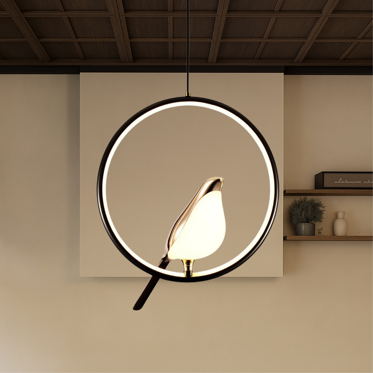 Bird Branch Pendant Light with Warm LED Glow – Nature-Inspired Iron Hanging Lamp for Dining Room, Reading Nook & Living Space – 11.5 in Wide | Thomler