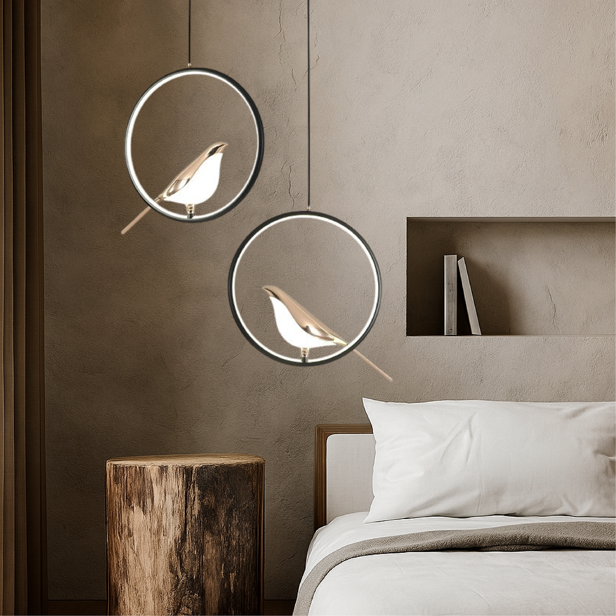 Bird Branch Pendant Light with Warm LED Glow – Nature-Inspired Iron Hanging Lamp for Dining Room, Reading Nook & Living Space – 11.5 in Wide | Thomler