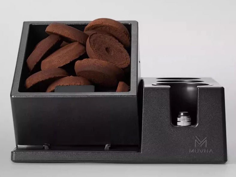 Espresso Tamping Mat with Integrated Knock Box for Home Baristas – Adjustable Portafilter Rest & Grounds Container | Thomler