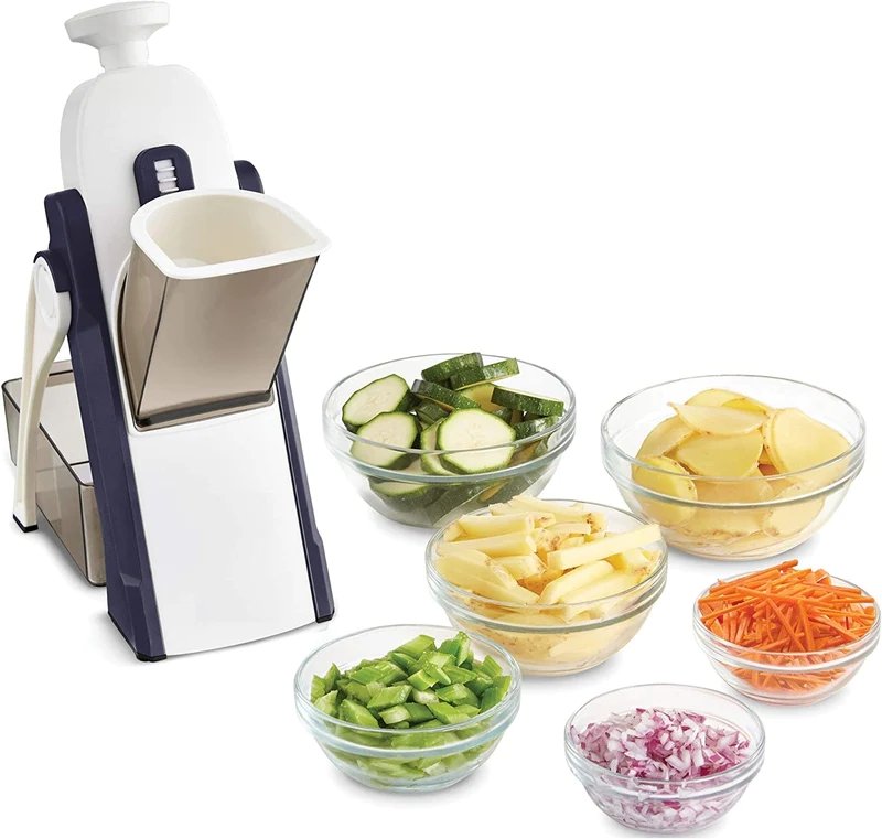 Lever-Action Produce Cutter with Adjustable Blades for Uniform Slicing and Dicing in Seconds | Kitchen Prep Tool for Vegetables, Fruits, Sal | Thomler