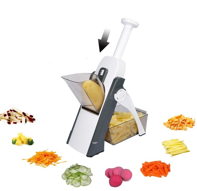 Lever-Action Produce Cutter with Adjustable Blades for Uniform Slicing and Dicing in Seconds | Kitchen Prep Tool for Vegetables, Fruits, Sal | Thomler