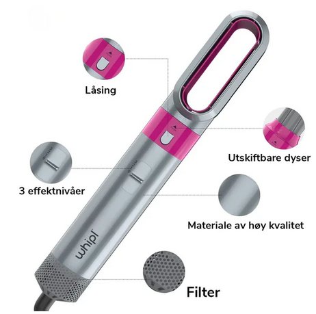 Hair Airstyler Ionic Airflow 1000W Multi Attachment Daily Styling Curling Drying Tool | Thomler