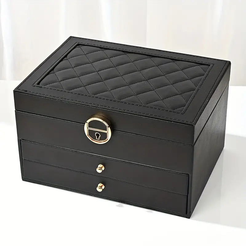 Jewellery Box Multi Layer 23.0 cm Black Organiser For Rings Necklaces Vanity Storage Case | Thomler