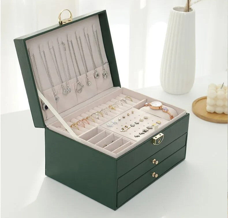 Jewellery Box Multi Layer 23.0 cm Black Organiser For Rings Necklaces Vanity Storage Case | Thomler
